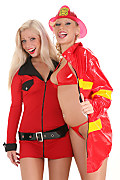 Candy Blond & Wellie Fire department istripper model